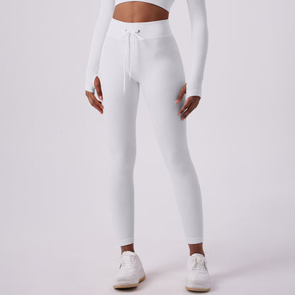 Women's High-Waisted Butt-Lifting Yoga Pants - Quick-Dry Athletic Leggings with Drawstring