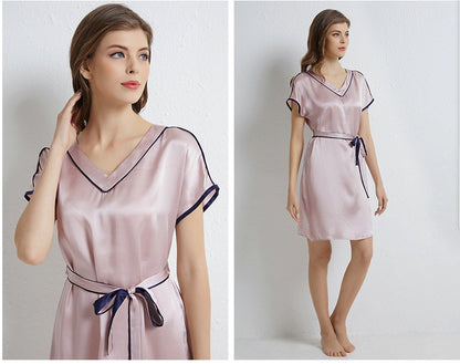 Elegant Silk Sleep Dress - V-Neck Chemise Nightgown