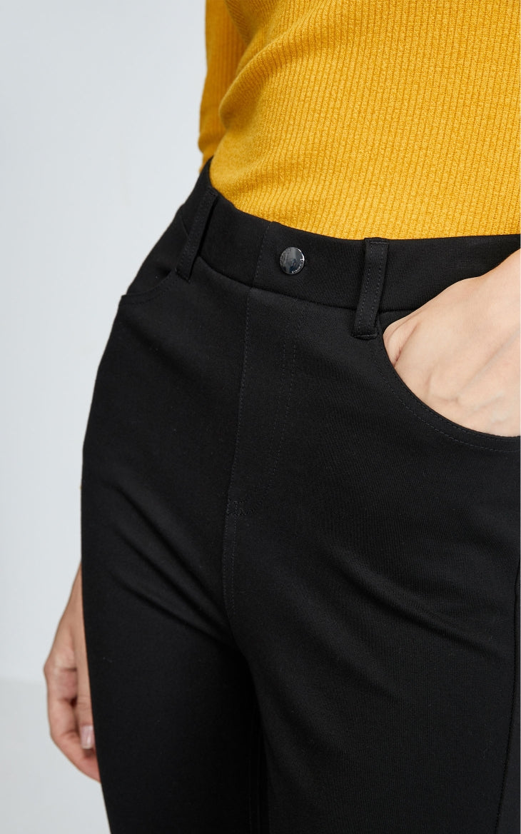 Black Stretch Leggings - Thin Fitted Outer Wear Pants