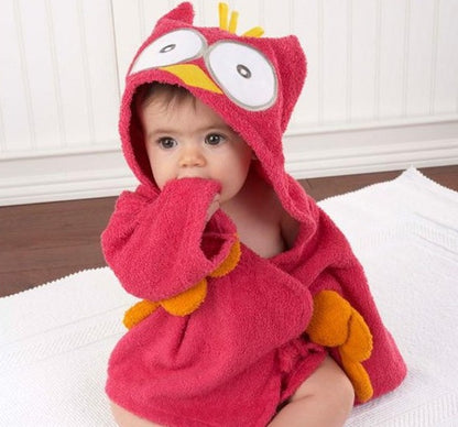 Cotton Baby Hooded Bathrobe - Cute Animal Design Bath Towel