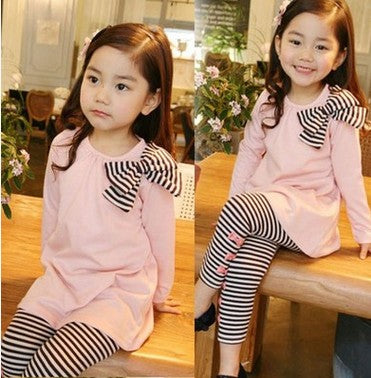 Girls Cotton Clothing Set - Coordinated Top and Bottom Outfit