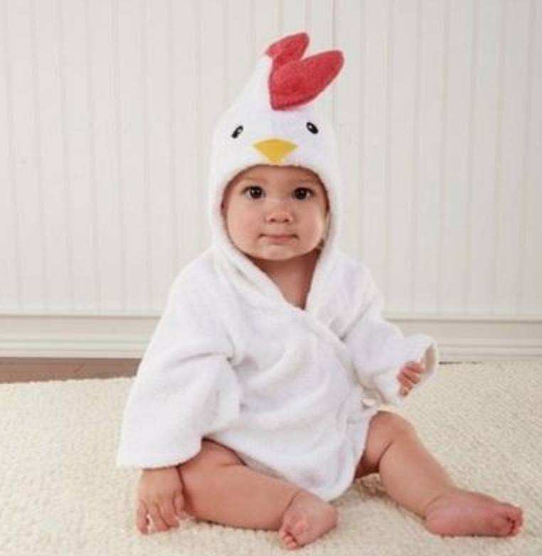 Cotton Baby Hooded Bathrobe - Cute Animal Design Bath Towel