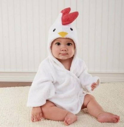 Cotton Baby Hooded Bathrobe - Cute Animal Design Bath Towel