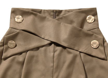 High Waist Cross Strap Radish Pants - Women's Tapered Leg Trousers with Belt