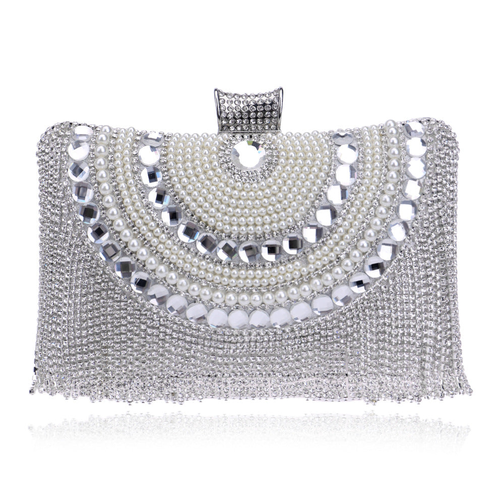 Elegant Tassel Evening Clutch with Crystal Embellishments