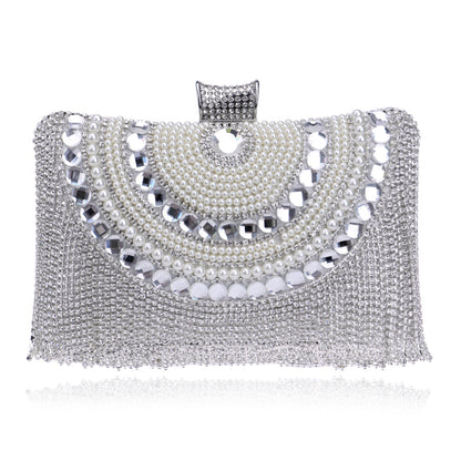 Elegant Tassel Evening Clutch with Crystal Embellishments