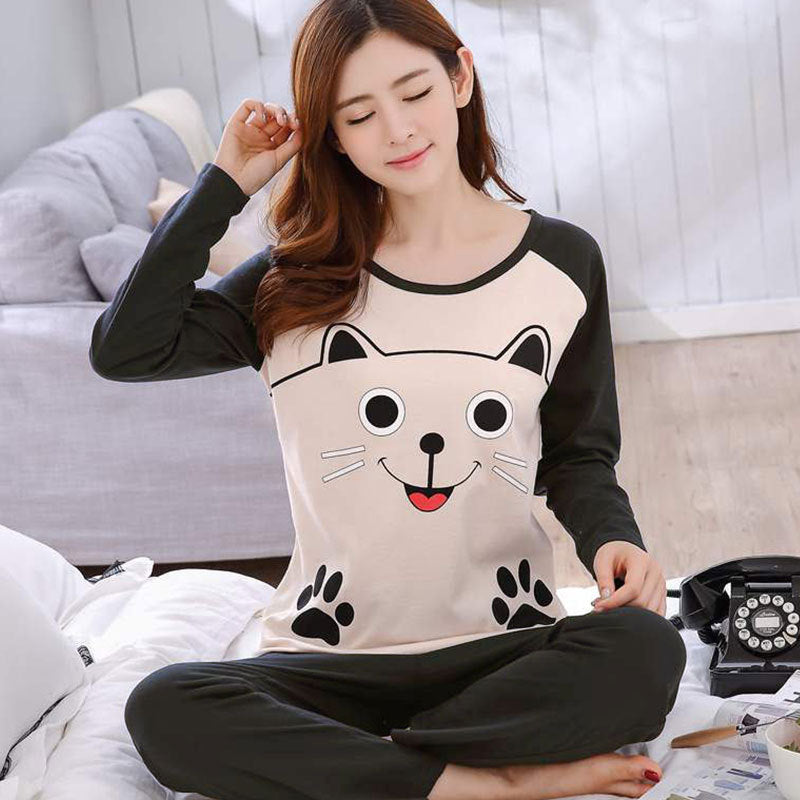 Women's Cartoon Pajama Set - Two-Piece Milk Silk Sleepwear