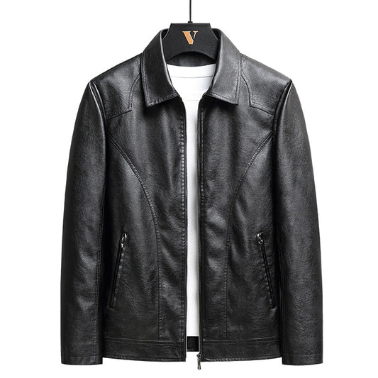 Men's Thin Leather Jacket - Lightweight Zip-Up Outerwear