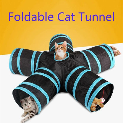 Foldable Pet Tunnel - Multi-Channel Cat Dog Tent for Indoor Play (2-5 Way)