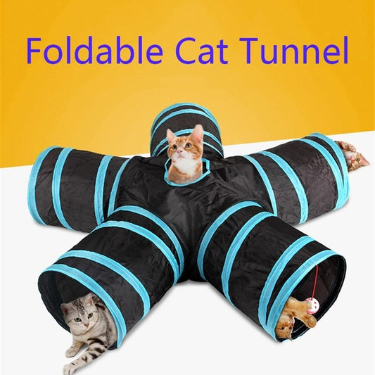 Foldable Pet Tunnel - Multi-Channel Cat Dog Tent for Indoor Play (2-5 Way)