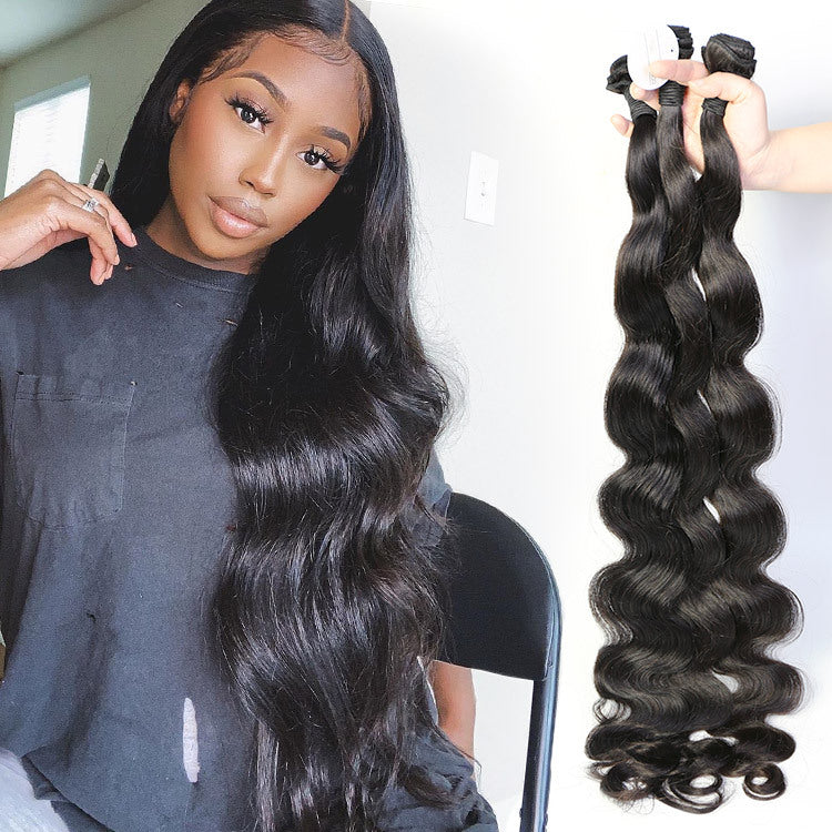 Brazilian Virgin Hair Body Wave Wig - 26 Inch Natural Black Human Hair