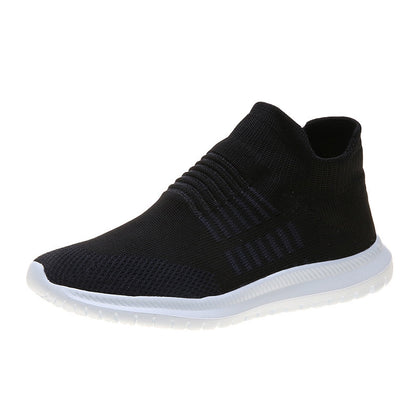 Women's Slip-On Sock Sneakers - Flying Knit Elastic Upper with Rubber Sole