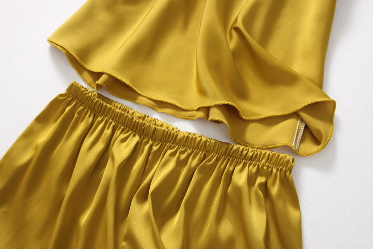 Silk Satin Cami Pajama Set - Two-Piece Sleepwear Shorts Set