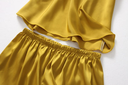 Silk Satin Cami Pajama Set - Two-Piece Sleepwear Shorts Set