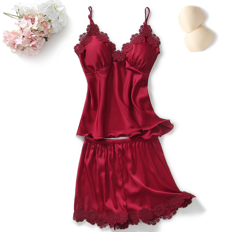 Silk Satin Cami Pajama Set - Two-Piece Sleepwear Shorts Set