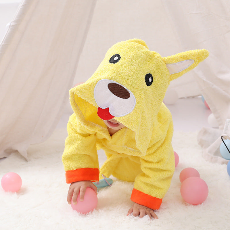 Cotton Baby Hooded Bathrobe - Cute Animal Design Bath Towel