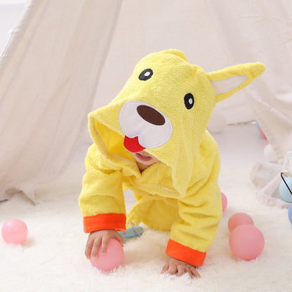 Cotton Baby Hooded Bathrobe - Cute Animal Design Bath Towel