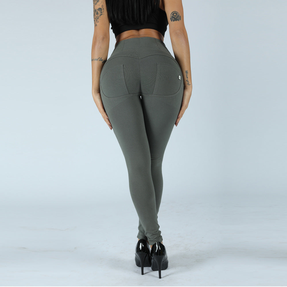 High Waist Peach Hip Leggings - Stretch Activewear Tights