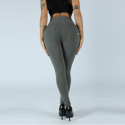 High Waist Peach Hip Leggings - Stretch Activewear Tights