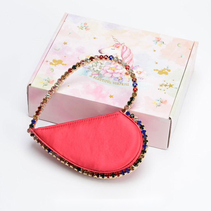 Diamond Studded Dinner Bag - Heart-Shaped Clutch with Water Drill Embellishments