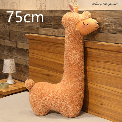 Alpaca Plush Toy Pillow - Soft Removable Washable Stuffed Animal in White & Brown