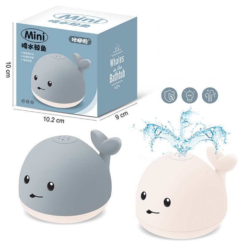 Whale Bath Toy - Floating Water Spray with LED Lights & Music for Baby Bathtub Fun