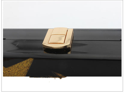 Five-Pointed Star Sequin Evening Clutch Bag - Acrylic Hard Case Handbag