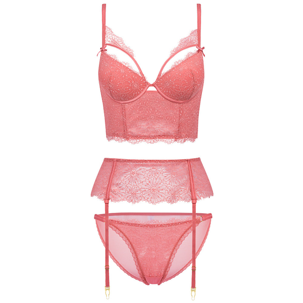 Lace Underwire Bra Set - 3/4 Cup Support with Adjustable Straps
