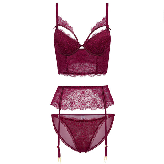Lace Underwire Bra Set - 3/4 Cup Support with Adjustable Straps