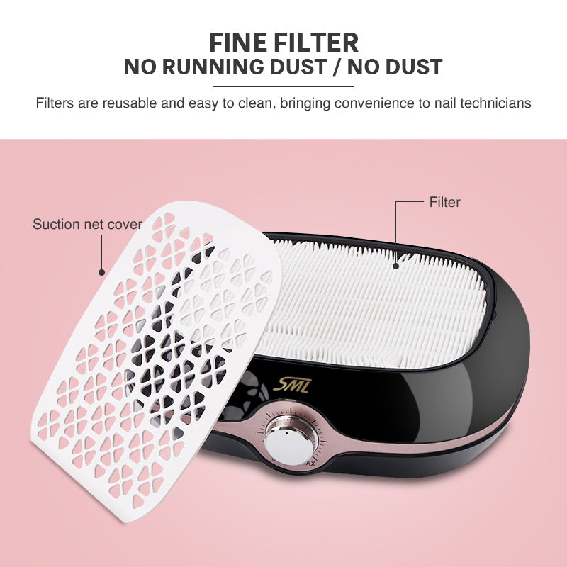 Professional Nail Dust Collector with Screw-On Filter - 40W Manicure Vacuum System