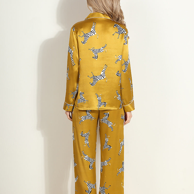 Premium Mulberry Silk Pajama Set - Elegant Printed Loungewear