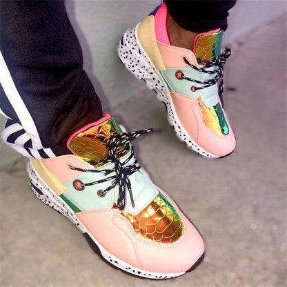 Women's Ankle Strap Flat Sneakers | Faux PU Upper | Round Toe | Snakeskin & Leopard Print | Sizes 35–43