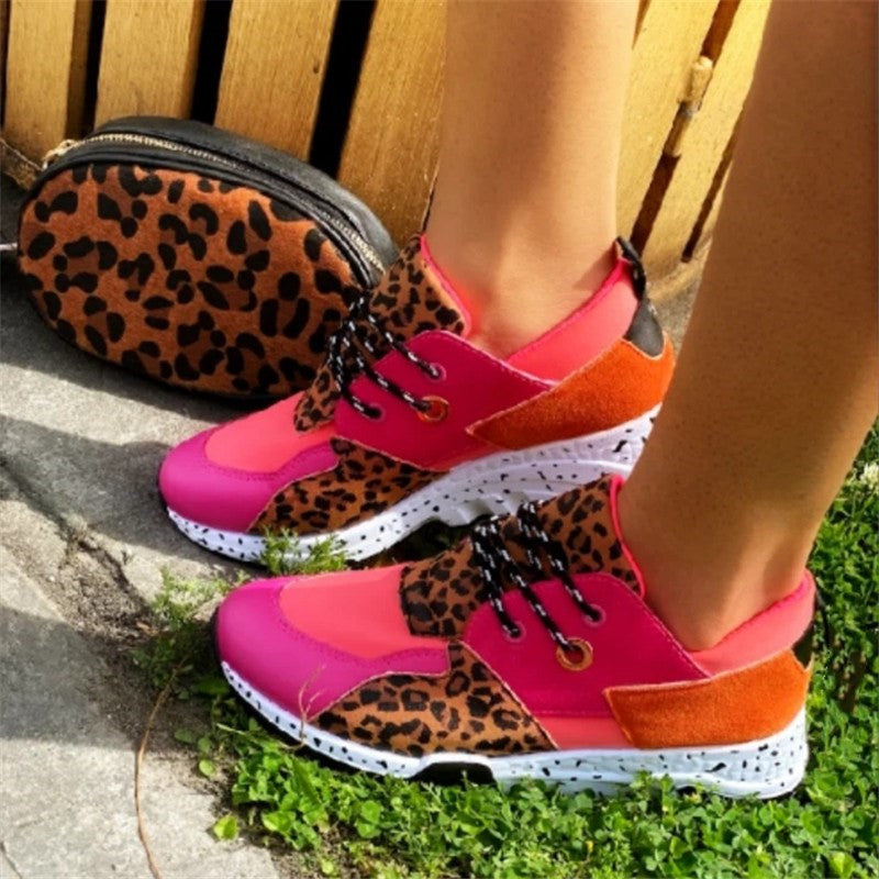 Women's Ankle Strap Flat Sneakers | Faux PU Upper | Round Toe | Snakeskin & Leopard Print | Sizes 35–43