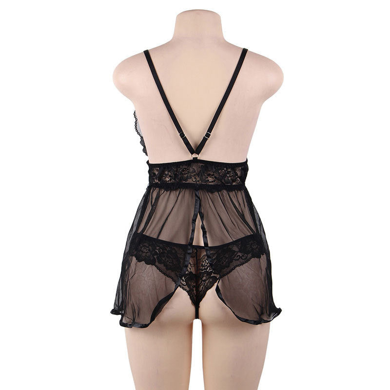 Women's Lace Nightdress Set - Oversized Sling Style with Matching Panty