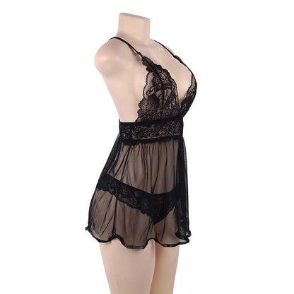 Women's Lace Nightdress Set - Oversized Sling Style with Matching Panty