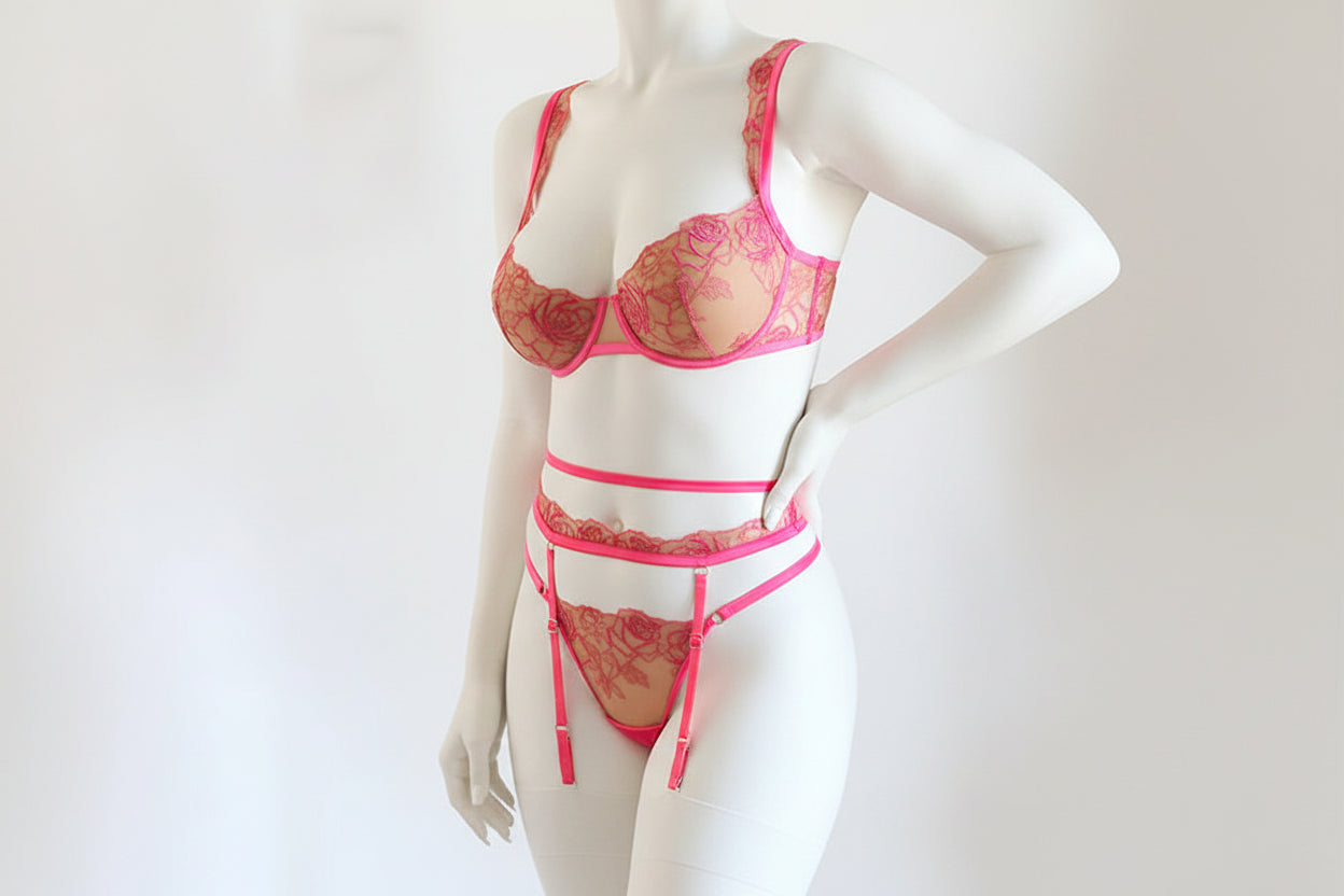Women's Pearl Embellished Lingerie Set - Delicate T-Back Intimate Apparel
