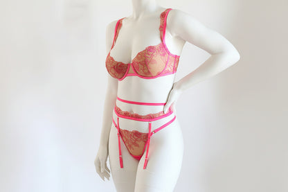 Women's Pearl Embellished Lingerie Set - Delicate T-Back Intimate Apparel
