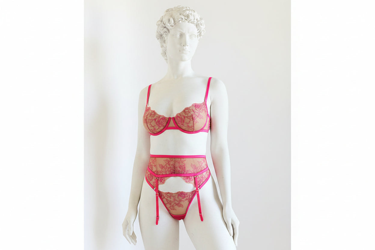 Women's Pearl Embellished Lingerie Set - Delicate T-Back Intimate Apparel