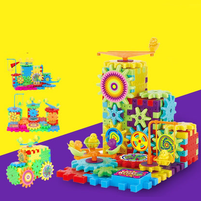 Electric Gears 3D Model Building Kit – 82-Piece Plastic Brick Block Set for Kids