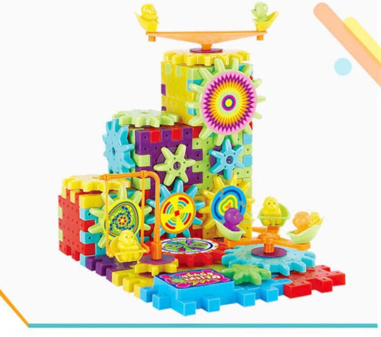 Electric Gears 3D Model Building Kit – 82-Piece Plastic Brick Block Set for Kids