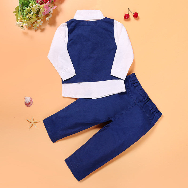 Boys Gentleman Suit Set - 4-Piece Formal Outfit with Vest and Tie