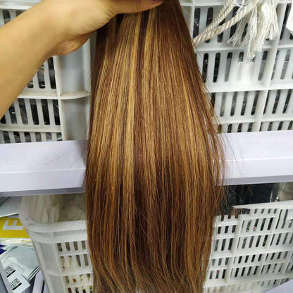 Brazilian Human Hair Bundles with Closure - Highlight Straight Hair Weave