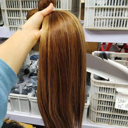 Brazilian Human Hair Bundles with Closure - Highlight Straight Hair Weave
