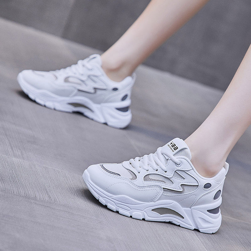Women's Platform Sneakers | Cross Strap & Lace-Up | Sponge Cake Heel | Korean Style | Sizes 35–40 | White, Blue, Pink