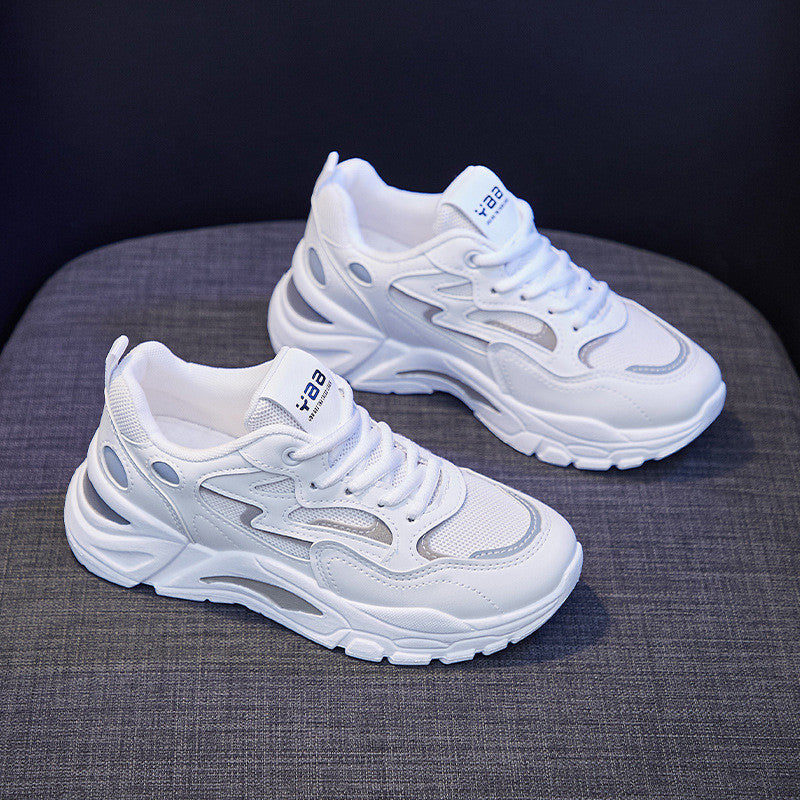 Women's Platform Sneakers | Cross Strap & Lace-Up | Sponge Cake Heel | Korean Style | Sizes 35–40 | White, Blue, Pink