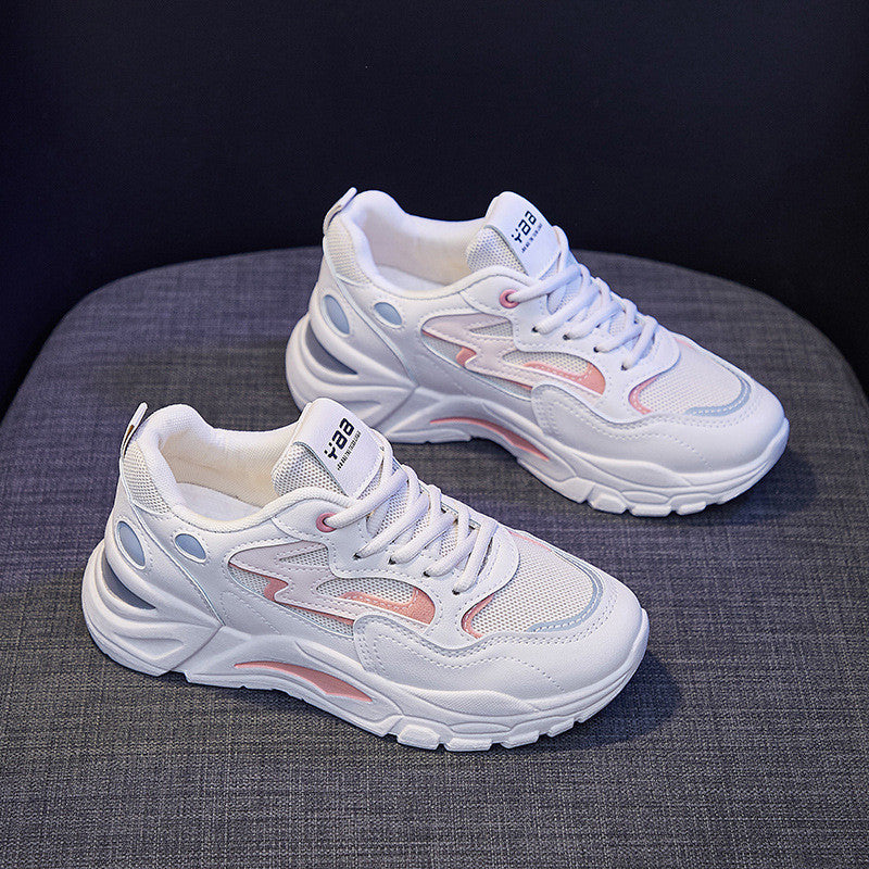 Women's Platform Sneakers | Cross Strap & Lace-Up | Sponge Cake Heel | Korean Style | Sizes 35–40 | White, Blue, Pink