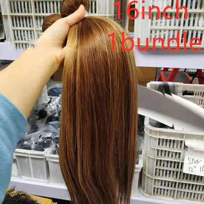 Brazilian Human Hair Bundles with Closure - Highlight Straight Hair Weave