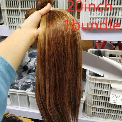 Brazilian Human Hair Bundles with Closure - Highlight Straight Hair Weave