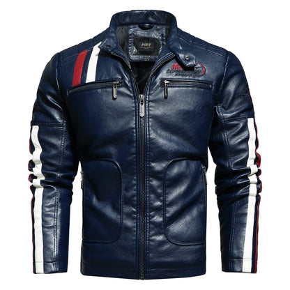 Men's Motorcycle Leather Jacket - PU Leather with Cotton Lining Rock Style