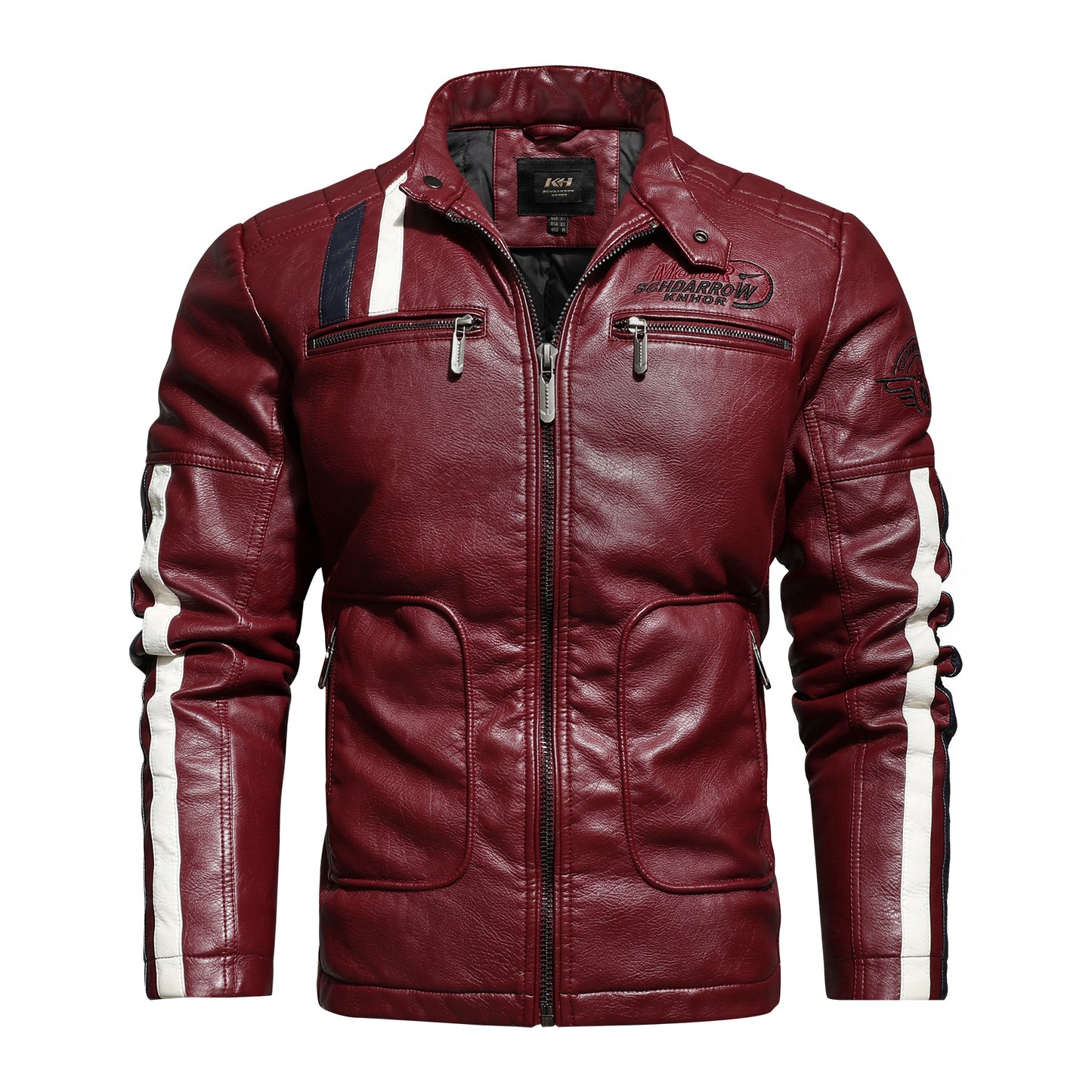 Men's Motorcycle Leather Jacket - PU Leather with Cotton Lining Rock Style